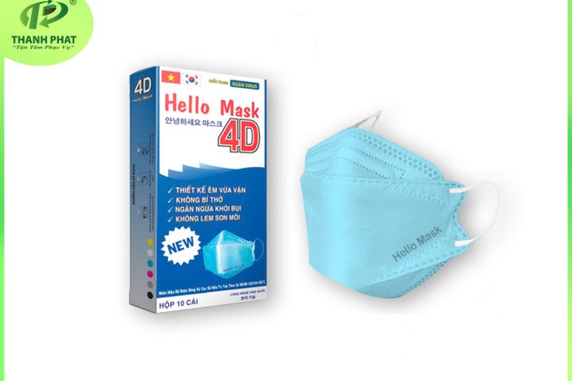 Khẩu Trang Cao Cấp 4D Hello Mask ( Màu xanh - 10 Cái/Hộp )